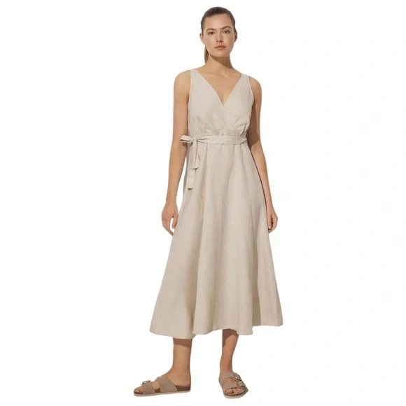 Oysho Dresses Oysho Long Linen Wrap Dress Poshmark